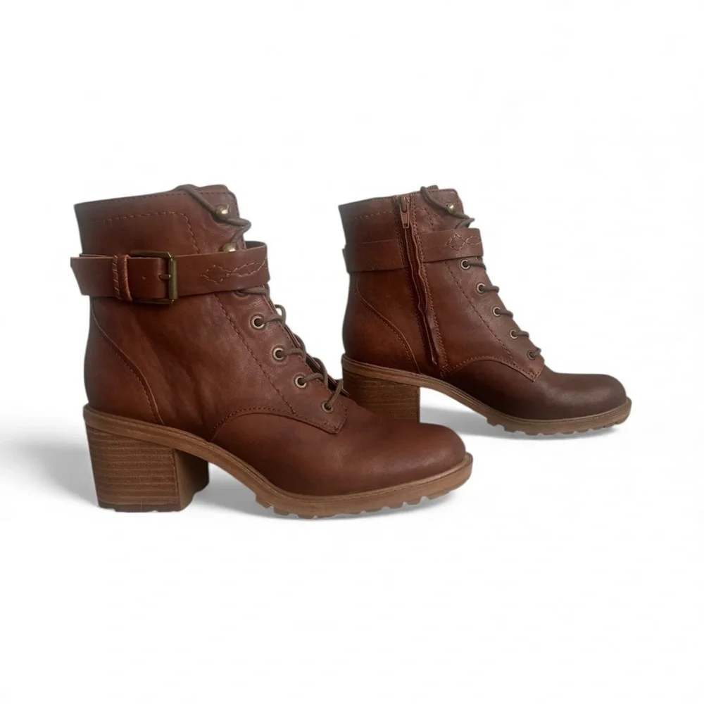 Zodiac Brown Leather Ankle Boots Size 10 - Picture 2 of 12